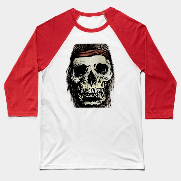 Bandana Skull Baseball T-Shirt by KateVegaVisuarts